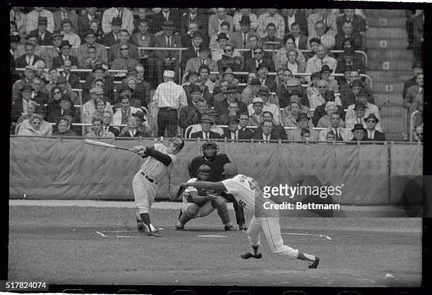 Busch Stadium: A vicious swing by Roger Maris and he becomes 2nd straight strikeout victim of hard-throwing Cardinal pitcher Bob Gibson. After...