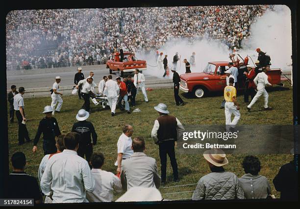 Indianapolis 500 1964 fatal crash involving Eddie Sachs and Dave MacDonald.