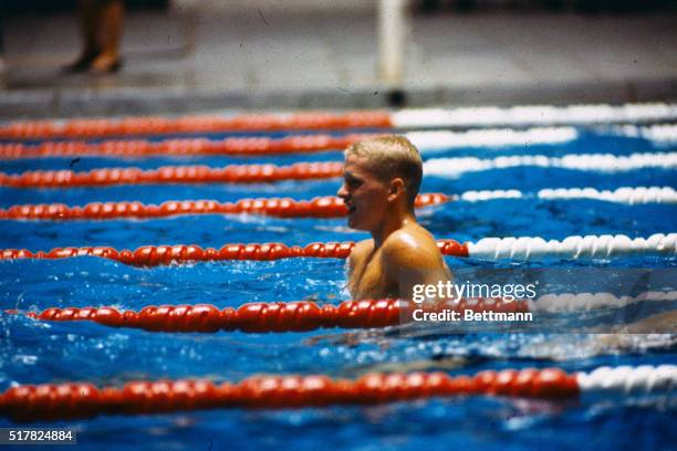 Olympics, Tokyo, Japan. Gold Medal winner Don Schollander after a win.