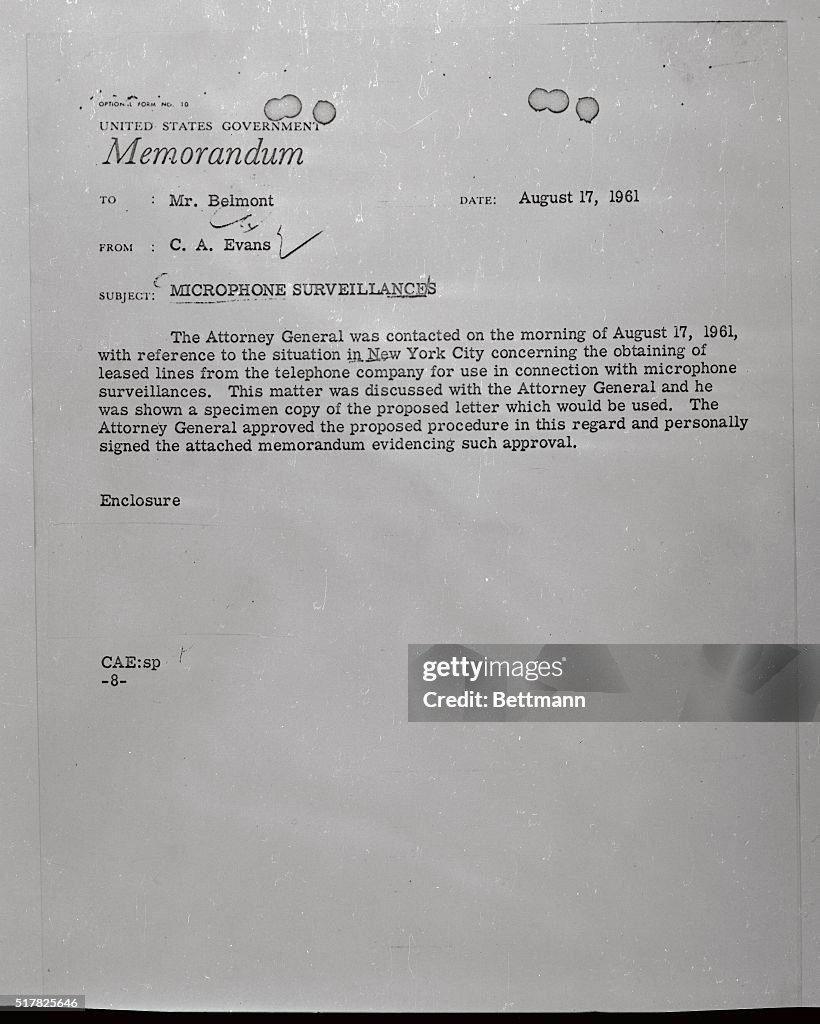Letter From C. A. Evans on FBI Wiretapping