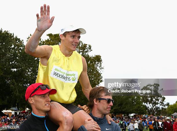 Isaac Dunmall wins Men's 120m Stawell Gift during the 2016 Stawell Gift on March 28, 2016 in Stawell, Australia.