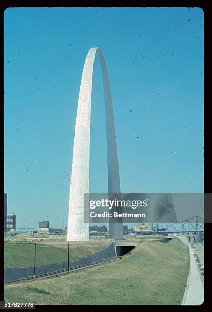 The Gateway Arch dominates the skyline in St. Louis. The stainless steel arch, designed by Eero Saarinen, stands 630 ft. High on the Mississippi...