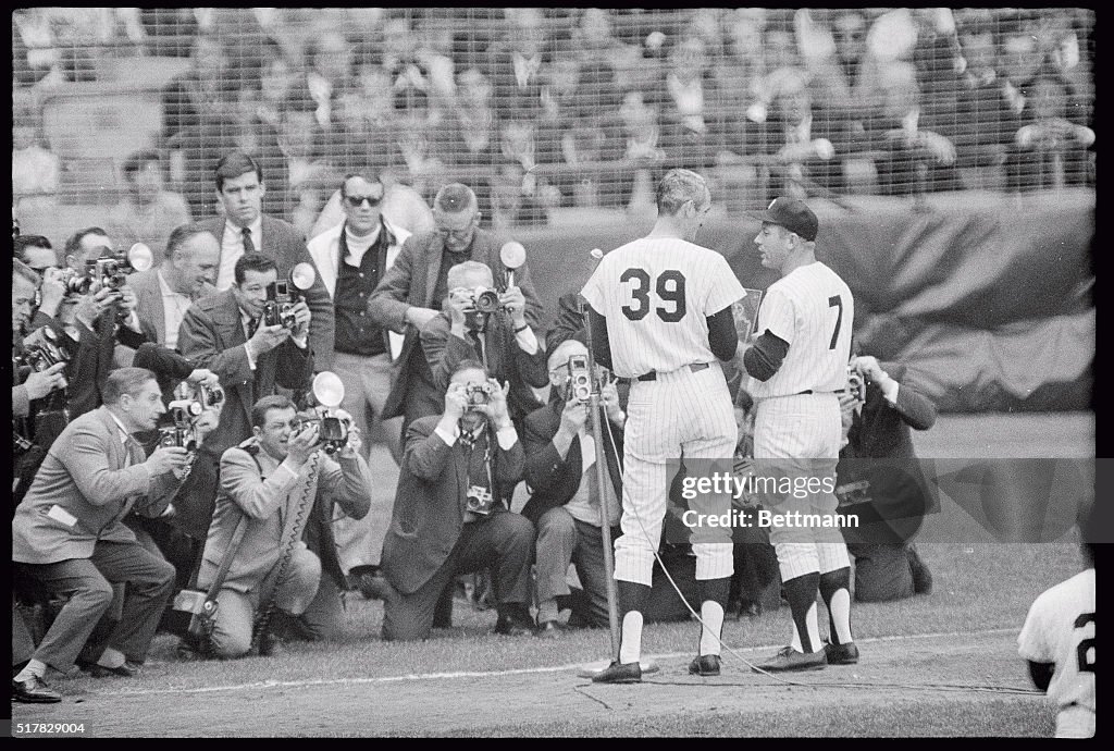 Mickey Mantle and Steve Hamilton Standing Together