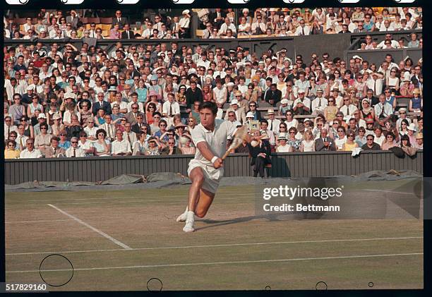 Brazil's Thomas Koch and Charles Pasarell of Puerto Rico seen in action during their match in the fourth round men's singles of the 81st All England...