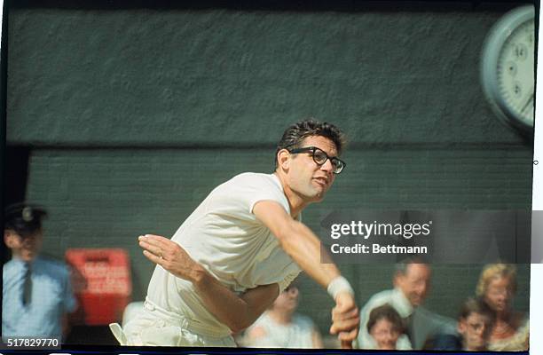 London: Clark Graebner of the USA in action during his 9-7, 8-10, 6-4, 8-6 defeat by Tony Roche of Australia in the semifinals of the men's singles...