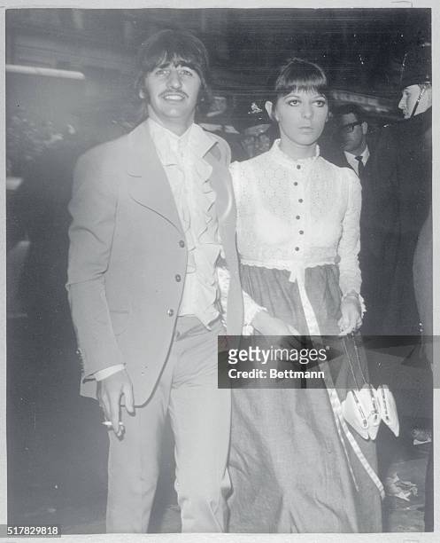 Ringo and spouse arrive...Beatle Ringo Starr and his wife, Maureen, are shown as they arrived at the London Pavilion for the premiere of the Beatle's...