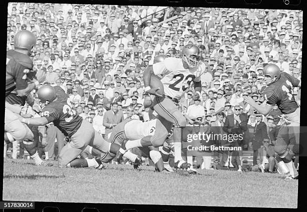 Keyes in Action. South Bend, Indiana: Purdue's Leroy Keyes gallops for a six yard gain in game with Notre Dame here. Purdue defeated the Irish 37-22,...