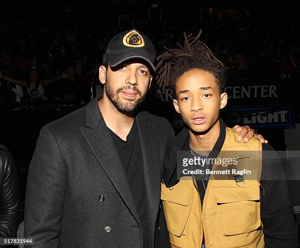 Magician David Blaine and Jaden Smith attend the D'USSE VIP Riser At Rihanna: ANTI World Tour at Barclays Center on March 27, 2016 in New York City.
