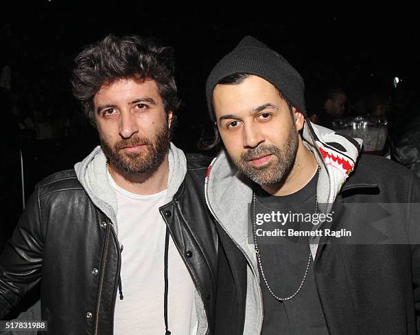 Artist Roy Nachum and DJ Jus Ske attend the D'USSE VIP Riser At Rihanna: ANTI World Tour at Barclays Center on March 27, 2016 in New York City.