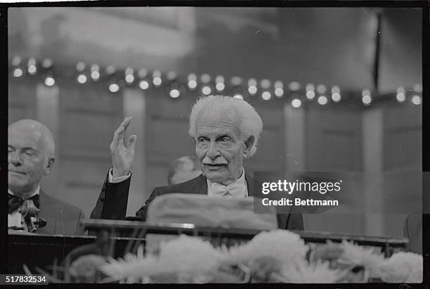 Boston Pops Maestro Arthur Fiedler conducts the Pops orchestra as he opened his 50th season as conductor of the Pops at Symphony Hall. Fiedler...