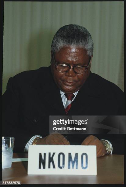 Joshua Nkomo, , Zimbabwean politician at conference. | Location: Woodlands, Texas, USA.