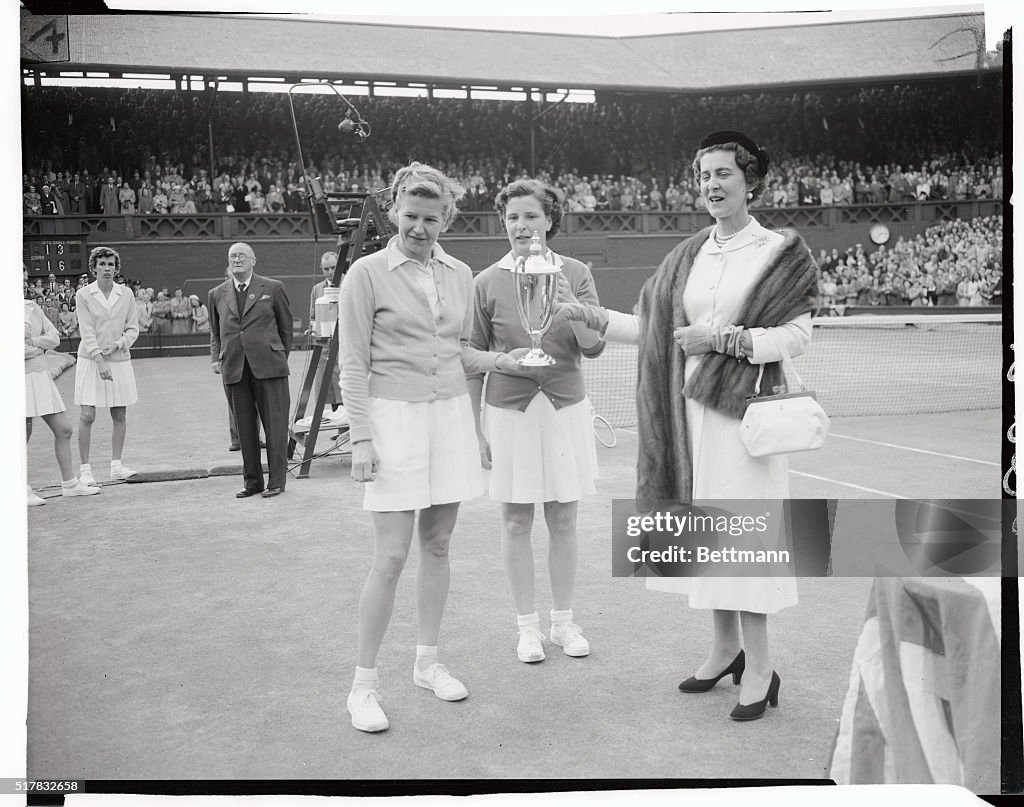 The Duchess of Kent Presenting The Cup to Mess L. Brought and Mrs. D. Hart
