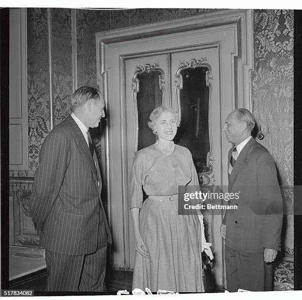 Deputy Undersecretary Robert Murphy, , is shown with Ambassador Clare Boothe Luce and Italian Foreign Minister Vittorio Zoppi at the Palazzo Chigi...
