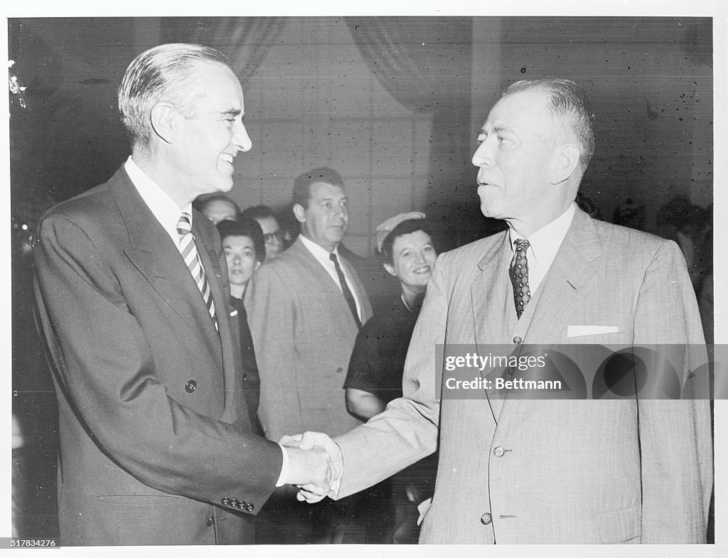 W. Averell Harriman Shaking Hands With Irving Ives