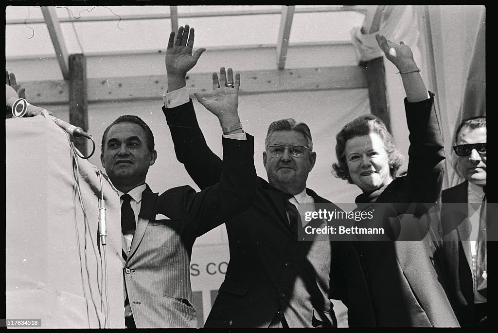 Wallace and LeMay Waving to Crowd