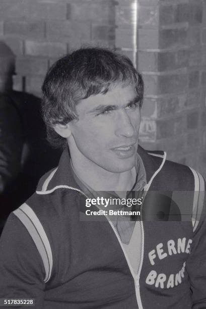 Giancarlo Usai, Olympic medalist and Italian lightweight boxing champ, is here to fight Howard Davis, of the U.S., at the Felt Forum 4/20.
