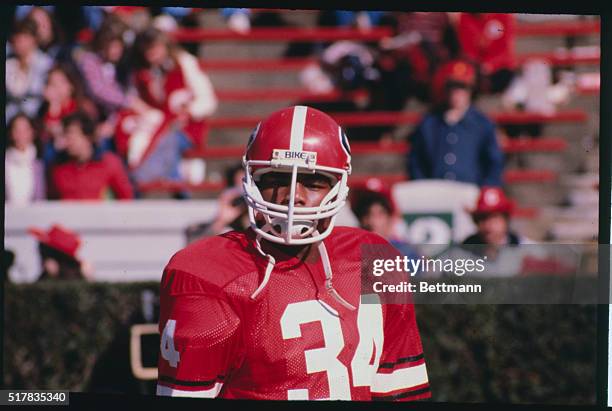 Portrait of Herschel Walker, running back for the University of Georgia.