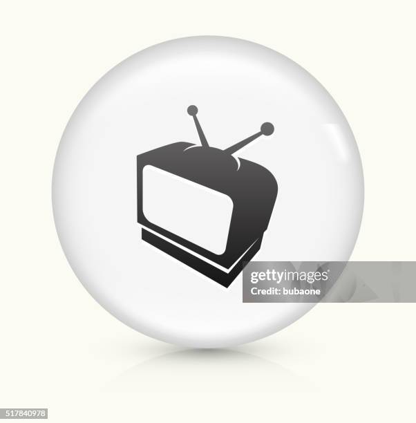 television icon on white round vector button - rabbit ears stock illustrations