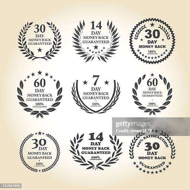 stockillustraties, clipart, cartoons en iconen met money back guarantee emblem set - medaille