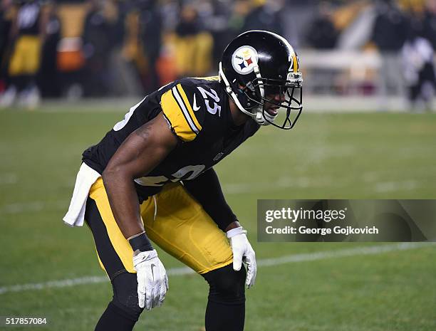 Cornerback Brandon Boykin of the Pittsburgh Steelers looks on from the field during a game against the Indianapolis Colts at Heinz Field on December...