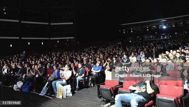 Audience at the "Teenage Mutant Ninja Turtles: Out Of The Shadows" panel on Day 1 of WonderCon held at Los Angeles Convention Center on March 25,...