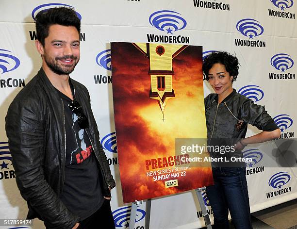 Actor Dominic Cooper and actress Ruth Negga promote AMC's "Preacher" on Day 1 of WonderCon 2016 held at Los Angeles Convention Center on March 25,...