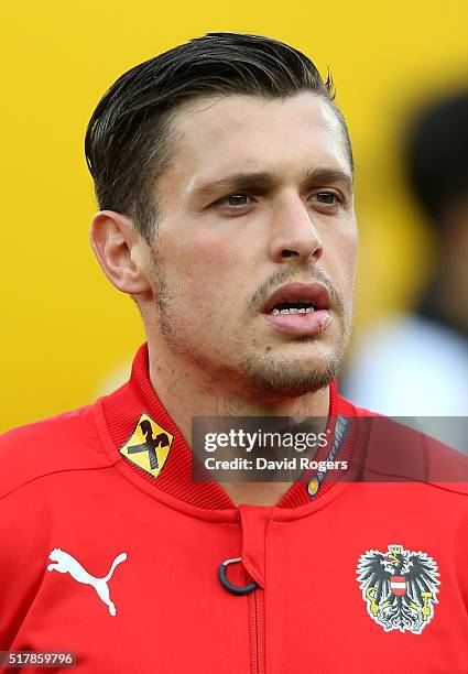 Portrait of Zlatko Junuzovic of Austria during the international friendly match between Austria and Albania at the Ernst Happel Stadium on March 26,...