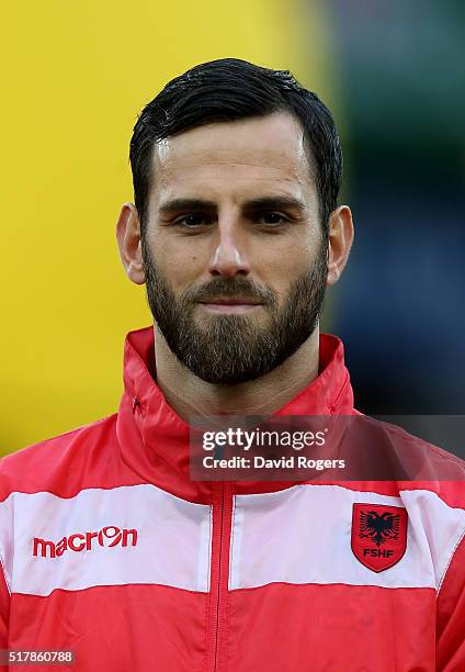 Portrait of Mergim Mavraj of Albania during the international friendly match between Austria and Albania at the Ernst Happel Stadium on March 26,...