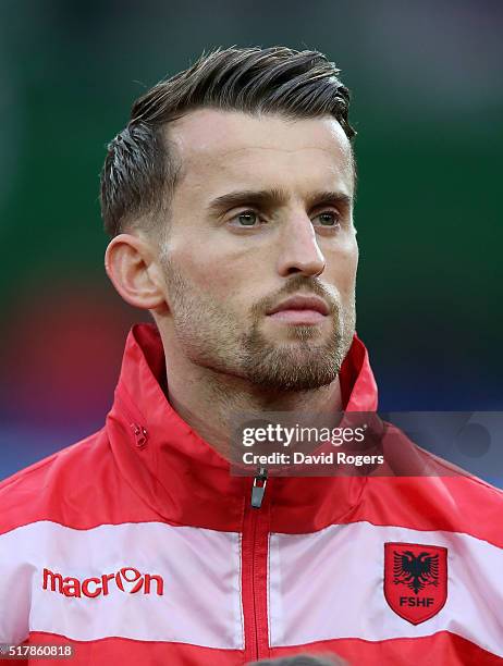 Portrait of Ermir Lenjani of Albania during the international friendly match between Austria and Albania at the Ernst Happel Stadium on March 26,...