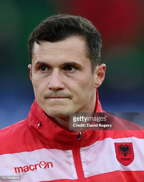 Portrait of Taulant Xhaka of Albania during the international friendly match between Austria and Albania at the Ernst Happel Stadium on March 26,...