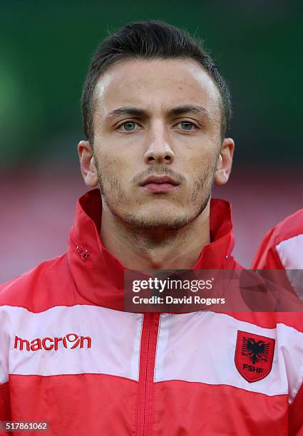Portrait of Ergys Kace of Albania during the international friendly match between Austria and Albania at the Ernst Happel Stadium on March 26, 2016...