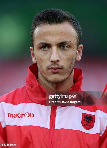 Portrait of Ergys Kace of Albania during the international friendly match between Austria and Albania at the Ernst Happel Stadium on March 26, 2016...