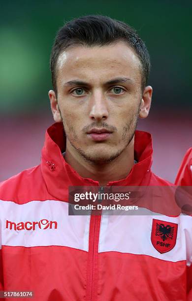 Portrait of Ergys Kace of Albania during the international friendly match between Austria and Albania at the Ernst Happel Stadium on March 26, 2016...