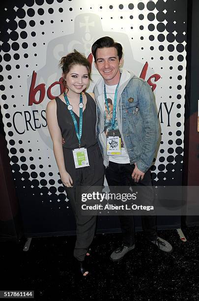Actress Sammi Hanratty and actor Drake Bell promote "Bad Kids of Crestview Academy" on Day 1 of WonderCon 2016 held at Los Angeles Convention Center...