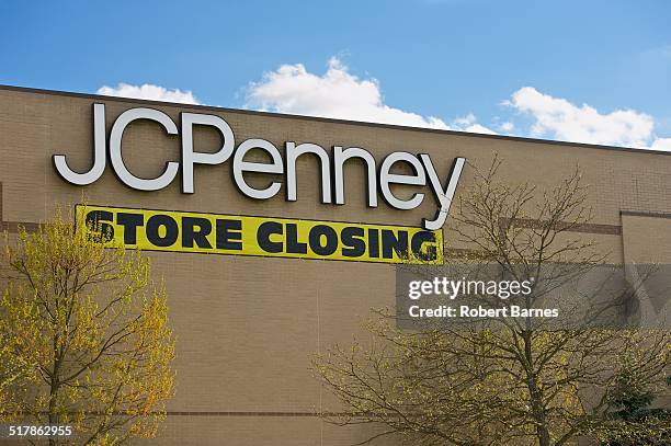 The JCPenny Department Store with a Store Closing banner on April 27, 2014. The JCPenny store is located in the Burlington Center Mall in Burlington,...