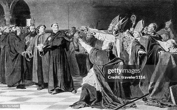 martin luther an die ernährung im jahr 1521 der worms-englische redewendung - protestantismus stock-grafiken, -clipart, -cartoons und -symbole