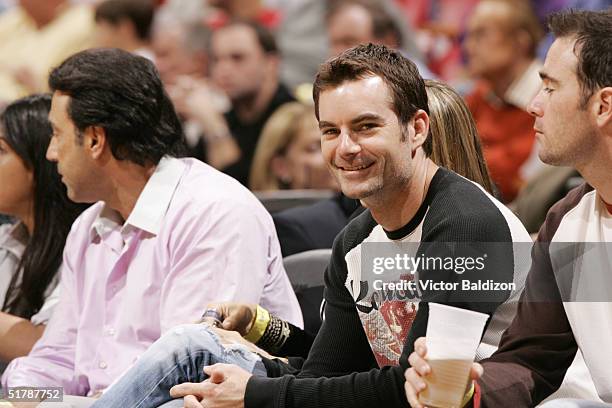 Jeff Gordon takes in the Portland Trail Blazers at Miami Heat game November 23, 2004 at American Airlines Arena in Miami, Florida. NOTE TO USER: User...