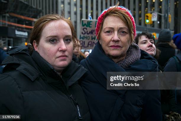 Meghan Ferguson, left , and Laura Johnstone attended the Ryerson Unversity's Centre for Women and Trans People rally at Old City Hall. This is in...