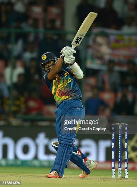 Dinesh Chandimal of Sri Lanka bats during the ICC World Twenty20 India 2016 Group 1 match between South Africa and Sri Lanka at Feroz Shah Kotla...