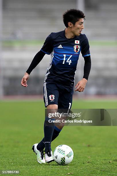 Japan's Midfielder Yuta Toyokawa during the Friendly match between Japan U-23 v Sporting Clube de Portugal B at Estadio Municipal de Rio Maior on...