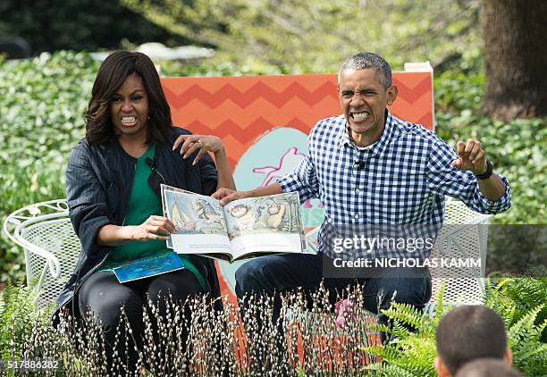 President Barack Obama and First Lady Michelle Obama read Maurice Sendak's "Where the Wild Things Are" to children at the annual Easter Egg Roll at...