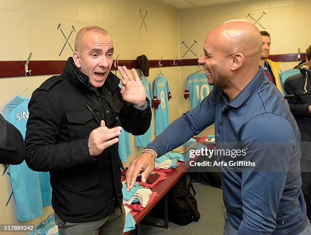 Paolo Di Canio and Trevor Sinclair before the match between West Ham United XI v West Ham United All Stars XI: Mark Noble Testimonial at Boleyn...