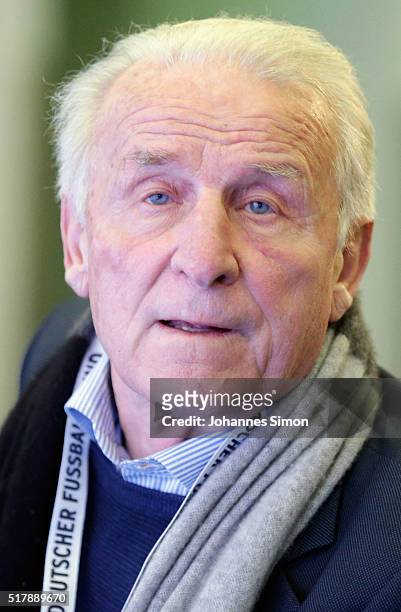 Giovanni Trappatoni, former head coach of Italy attends a press conference ahead of the international friendly match between Germany and Italy at...