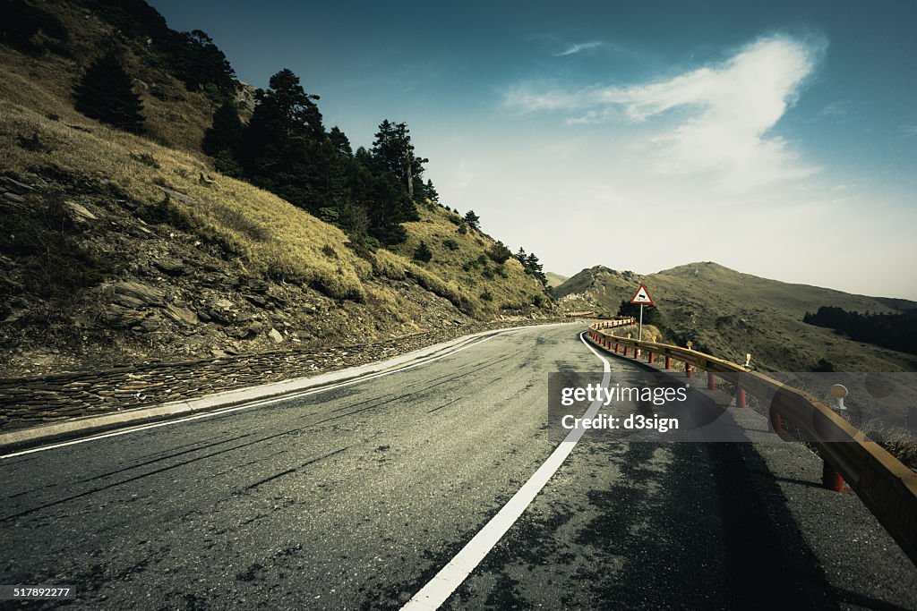 Winding highway on high mountain in central Taiwan