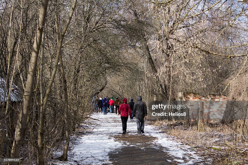 UKRAINE. Chernobyl Exclusion Zone. - 2016.03.19. Tourists strolling