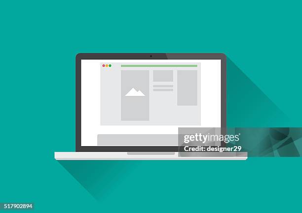 stockillustraties, clipart, cartoons en iconen met laptop computer - flat design