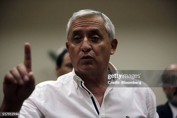 Otto Perez Molina, Guatemala's former president, speaks during a court appearance in Guatemala City, Guatemala, on Monday, March 28, 2016. Perez...