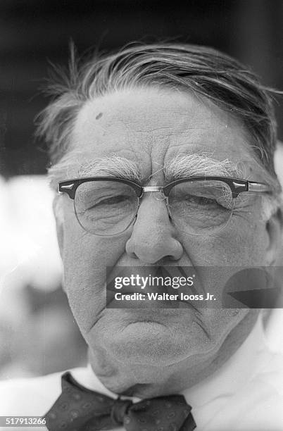 Closeup portrait of St. Louis Cardinals consultant Branch Rickey during spring training game vs Pittsburgh Pirates at Terry Park. Fort Myers, FL...