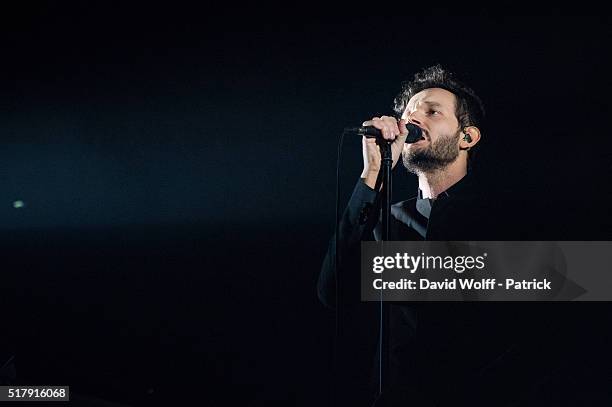 Sascha Ring from Moderat performs at L'Olympia on March 28, 2016 in Paris, France.