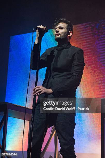 Sascha Ring from Moderat performs at L'Olympia on March 28, 2016 in Paris, France.